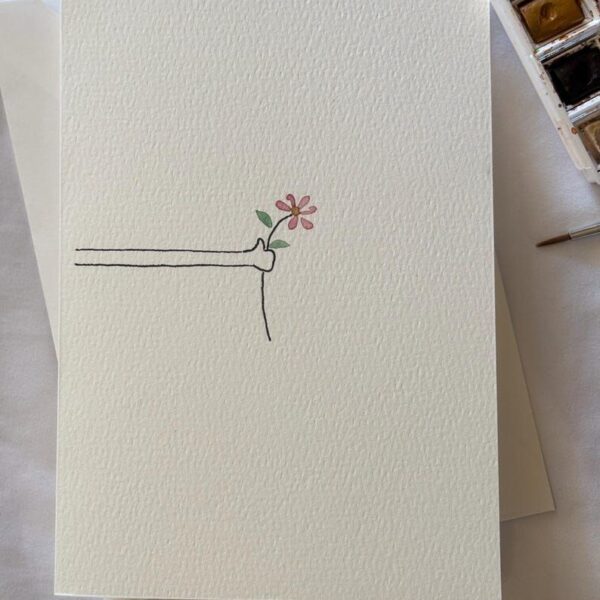 نقاشی مینیمال گل در دست