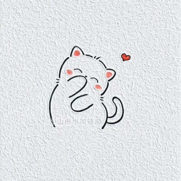 نقاشی گربه کوچولوی دستی